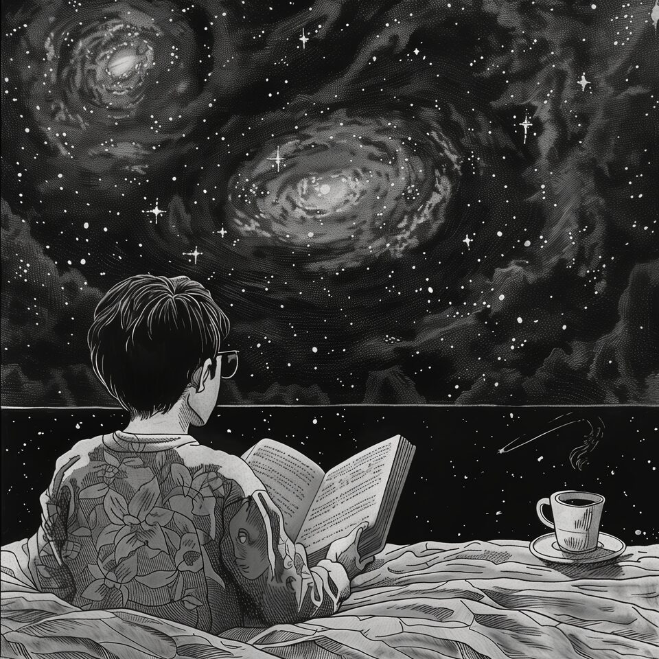 Boy reading a book