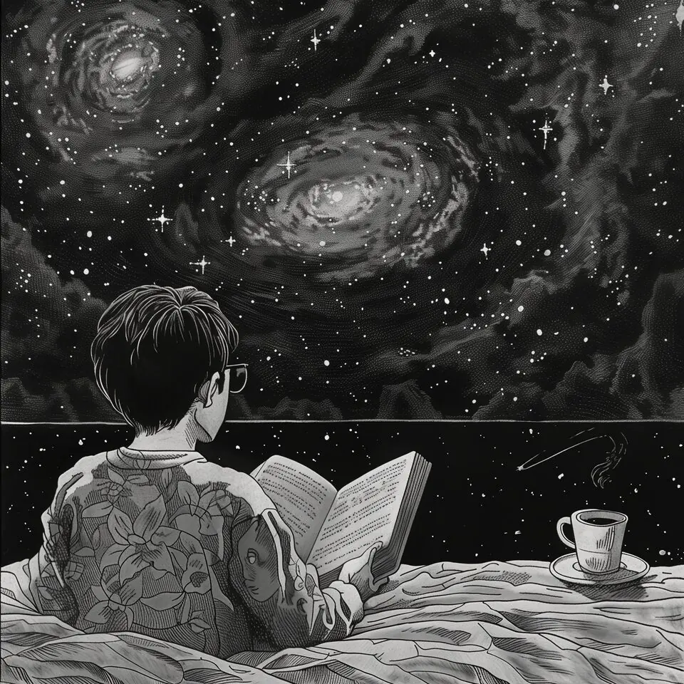 Boy reading a book