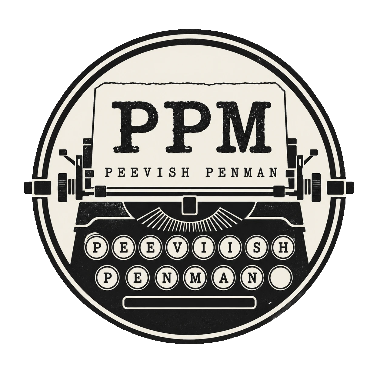 Peevish Penman typewriter logo